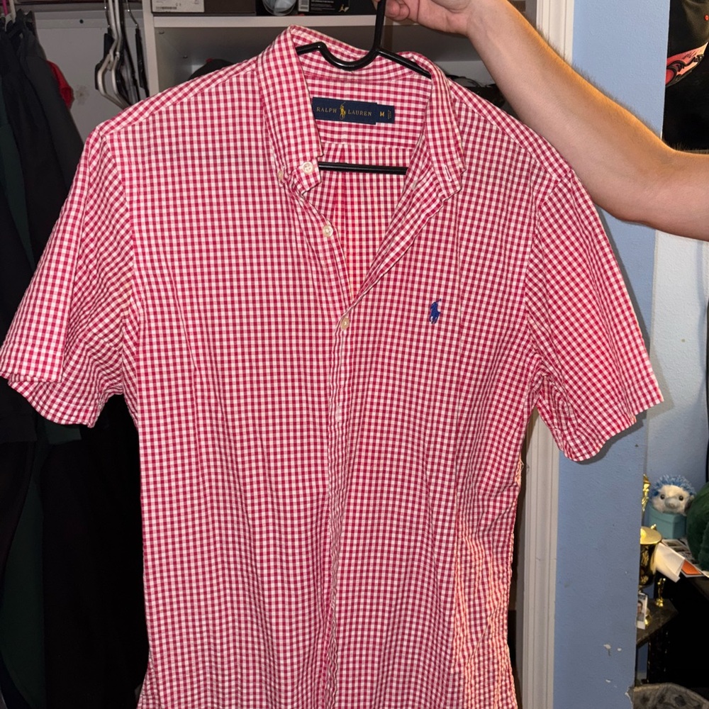 Ralph Lauren Red Casual Button Down Shirt Gingham
